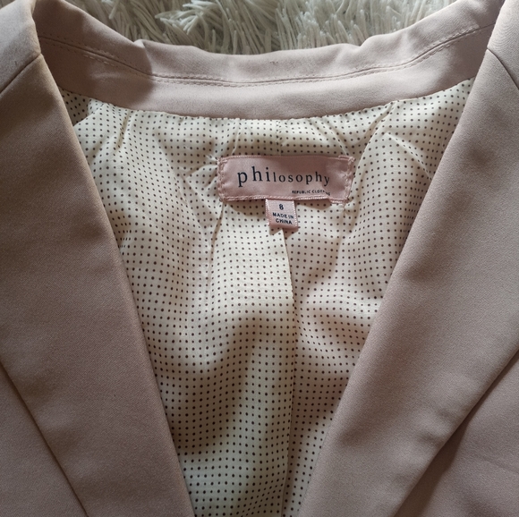 Philosophy Light Peach Pink Cream One Button Blazer 8 - Picture 3 of 6